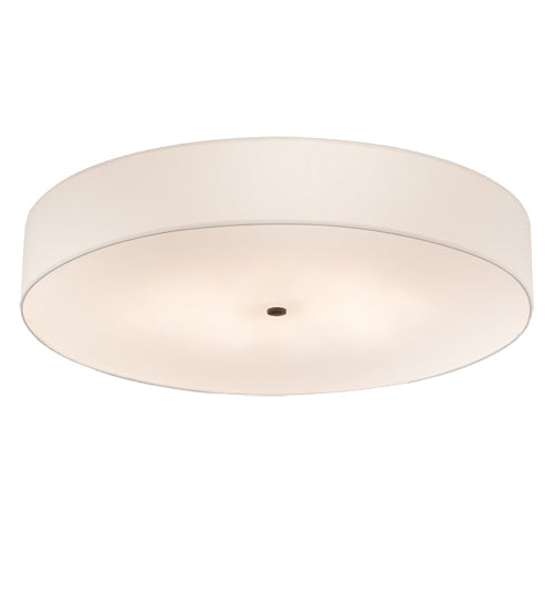 Meyda Lighting Cilindro 36" 6-Light Timeless Bronze Flush Mount Light With Off White Textrene & Statuario Idalight Shade