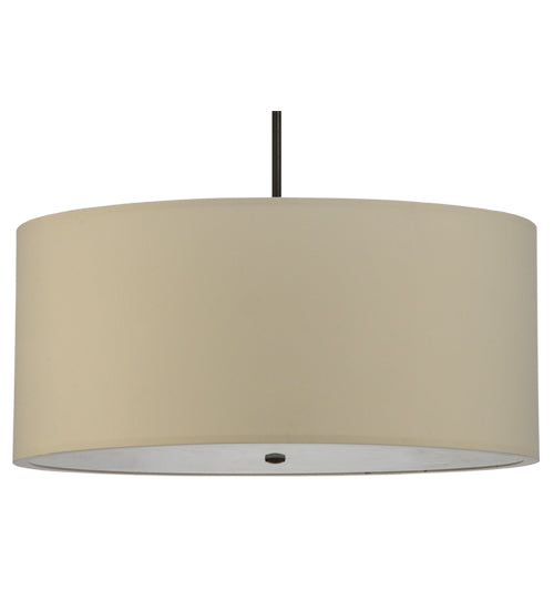 Meyda Lighting Cilindro 36" 6-Light Timeless Bronze Pendant Light With Beige Eggshell Textrene Shade