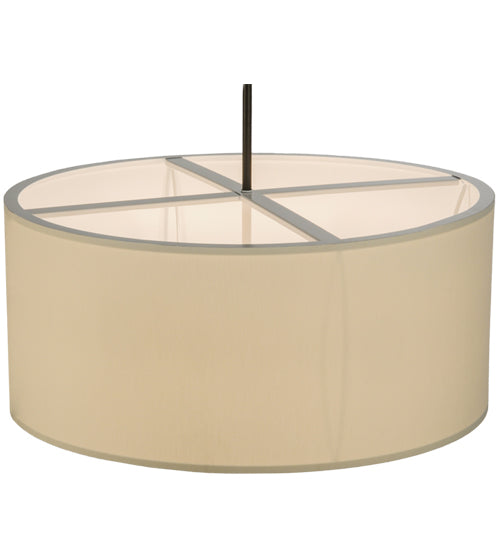 Meyda Lighting Cilindro 36" 6-Light Timeless Bronze Pendant Light With Beige Eggshell Textrene Shade