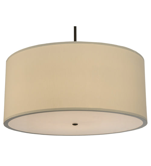 Meyda Lighting Cilindro 36" 6-Light Timeless Bronze Pendant Light With Beige Eggshell Textrene Shade
