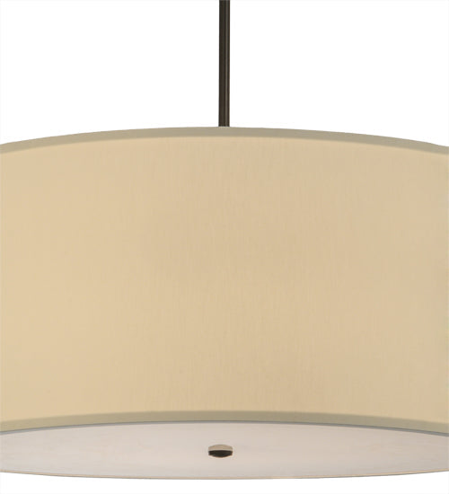 Meyda Lighting Cilindro 36" 6-Light Timeless Bronze Pendant Light With Beige Eggshell Textrene Shade