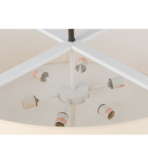Meyda Lighting Cilindro 36" 6-Light Timeless Bronze Pendant Light With Beige Eggshell Textrene Shade