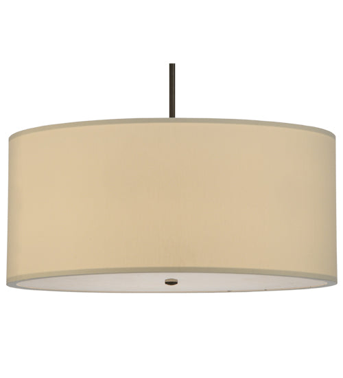Meyda Lighting Cilindro 36" 6-Light Timeless Bronze Pendant Light With Beige Eggshell Textrene Shade