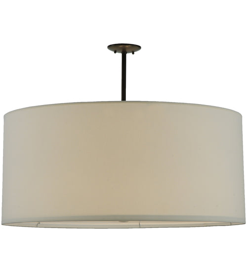 Meyda Lighting Cilindro 36" 6-Light Timeless Bronze Pendant Light With White Linen Textrene Shade