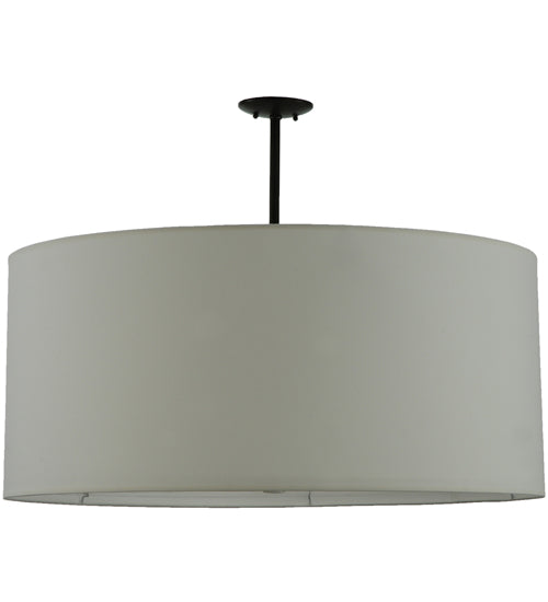Meyda Lighting Cilindro 36" 6-Light Timeless Bronze Pendant Light With White Linen Textrene Shade