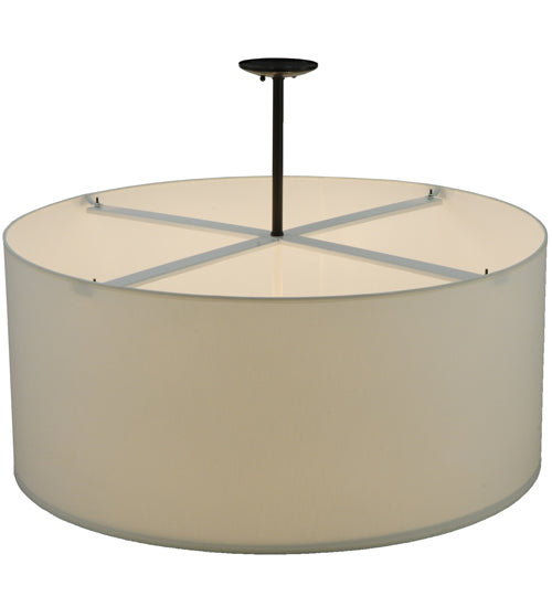 Meyda Lighting Cilindro 36" 6-Light Timeless Bronze Pendant Light With White Linen Textrene Shade