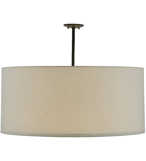 Meyda Lighting Cilindro 36" 6-Light Timeless Bronze Pendant Light With White Linen Textrene Shade