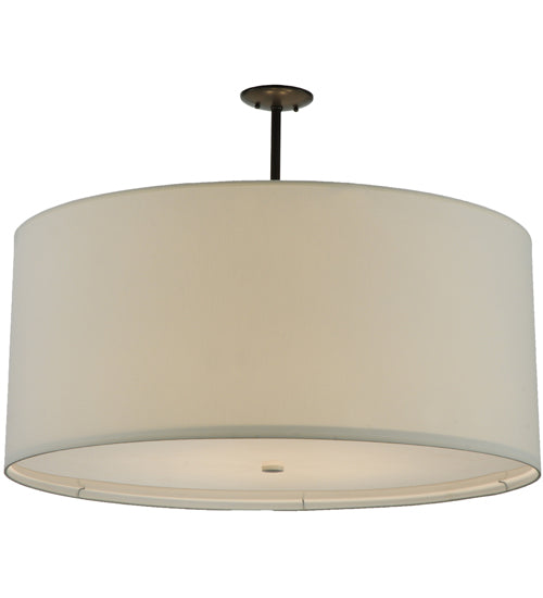 Meyda Lighting Cilindro 36" 6-Light Timeless Bronze Pendant Light With White Linen Textrene Shade