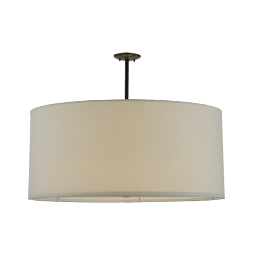 Meyda Lighting Cilindro 36" 6-Light Timeless Bronze Pendant Light With White Linen Textrene Shade