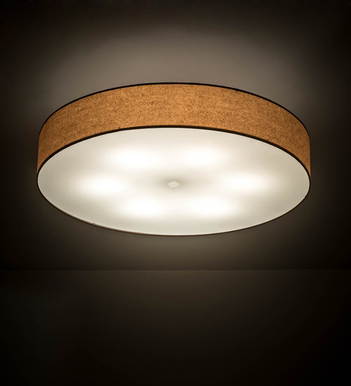 Meyda Lighting Cilindro 36" 6-Light White Pendant Light With Beige Craft Paper Textrene & White Statuario Idalight Shade