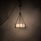 Meyda Lighting Cilindro 36" 6-Light Wrought Iron Bartlett Inverted Pendant Light With White Linen Textrene Shade