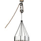 Meyda Lighting Cilindro 36" 6-Light Wrought Iron Bartlett Inverted Pendant Light With White Linen Textrene Shade