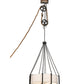 Meyda Lighting Cilindro 36" 6-Light Wrought Iron Bartlett Inverted Pendant Light With White Linen Textrene Shade