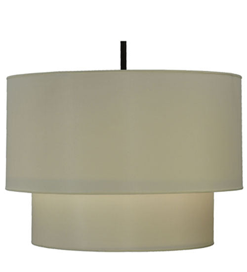 Meyda Lighting Cilindro 36" 8-Light 2-Tier Timeless Bronze Flush Mount Light With Beige Textrene & Statuario Idalight Shade