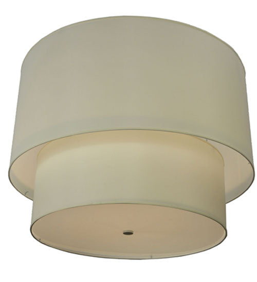 Meyda Lighting Cilindro 36" 8-Light 2-Tier Timeless Bronze Flush Mount Light With Beige Textrene & Statuario Idalight Shade