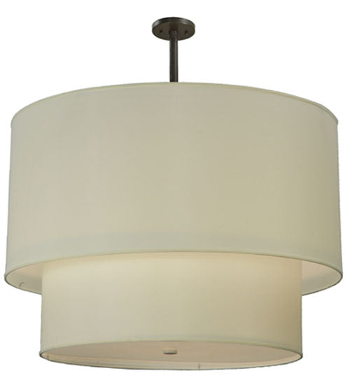 Meyda Lighting Cilindro 36" 8-Light 2-Tier Timeless Bronze Flush Mount Light With Beige Textrene & Statuario Idalight Shade