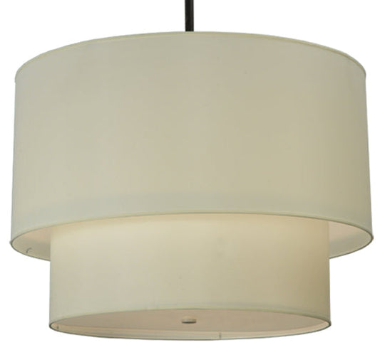 Meyda Lighting Cilindro 36" 8-Light 2-Tier Timeless Bronze Flush Mount Light With Beige Textrene & Statuario Idalight Shade