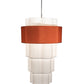 Meyda Lighting Cilindro 36" 8-Light 4-Tier Nickel Pendant Light With Copper and White Textrene Shade