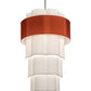 Meyda Lighting Cilindro 36" 8-Light 4-Tier Nickel Pendant Light With Copper and White Textrene Shade