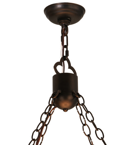 Meyda Lighting Cilindro 36" 8-Light Mahogany Bronze Quatrefoil Pendant Light With Beige Textrene & Statuario Idalight Shade