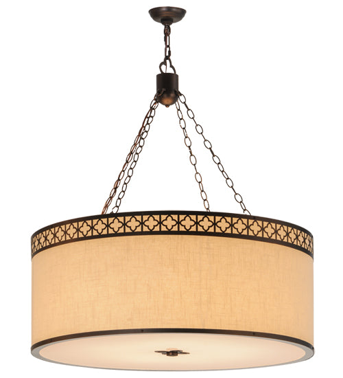 Meyda Lighting Cilindro 36" 8-Light Mahogany Bronze Quatrefoil Pendant Light With Beige Textrene & Statuario Idalight Shade