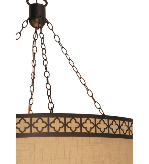 Meyda Lighting Cilindro 36" 8-Light Mahogany Bronze Quatrefoil Pendant Light With Beige Textrene & Statuario Idalight Shade