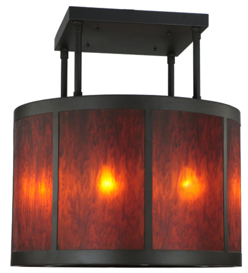 Meyda Lighting Cilindro 36" 8-Light Oil Rubbed Bronze Vicksburg Semi-flush Mount Ceiling Light With Ambra Siena Idalight Shade