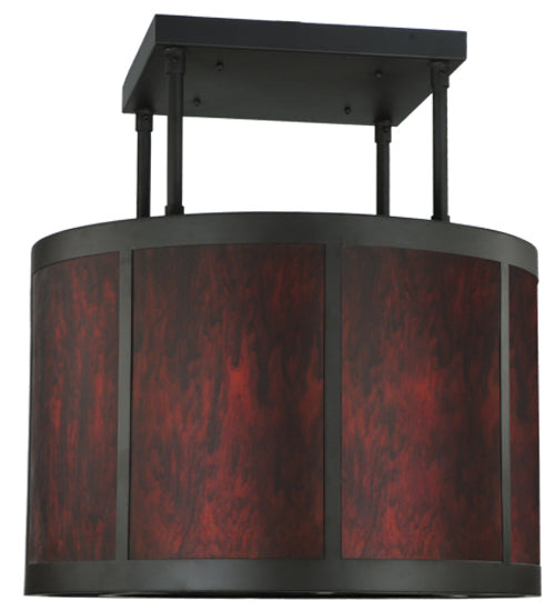 Meyda Lighting Cilindro 36" 8-Light Oil Rubbed Bronze Vicksburg Semi-flush Mount Ceiling Light With Ambra Siena Idalight Shade