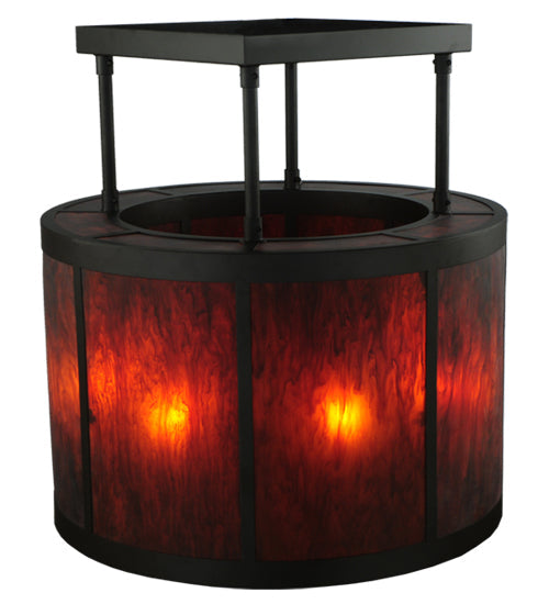 Meyda Lighting Cilindro 36" 8-Light Oil Rubbed Bronze Vicksburg Semi-flush Mount Ceiling Light With Ambra Siena Idalight Shade