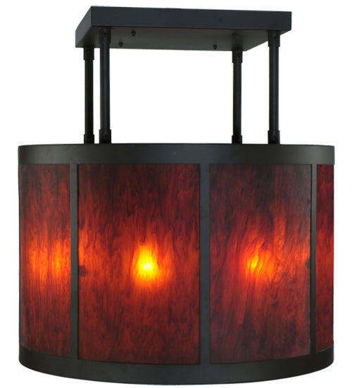 Meyda Lighting Cilindro 36" 8-Light Oil Rubbed Bronze Vicksburg Semi-flush Mount Ceiling Light With Ambra Siena Idalight Shade