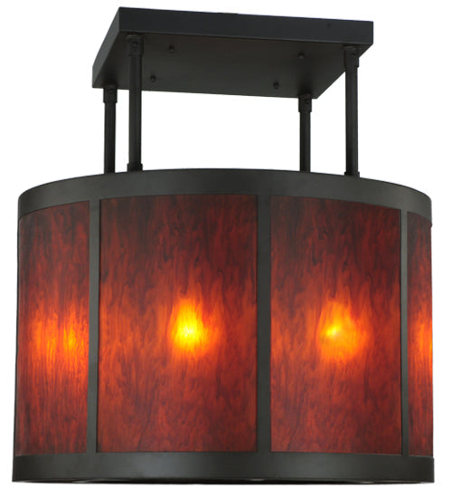 Meyda Lighting Cilindro 36" 8-Light Oil Rubbed Bronze Vicksburg Semi-flush Mount Ceiling Light With Ambra Siena Idalight Shade