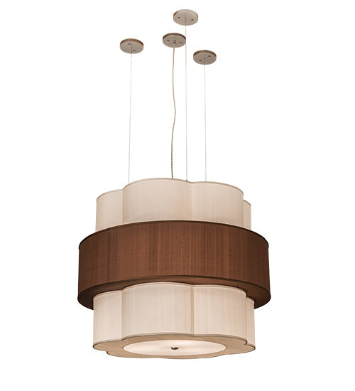Meyda Lighting Cilindro 36" 9-Light Nickel Pendant Light With Cream & Brushed Gold Shade