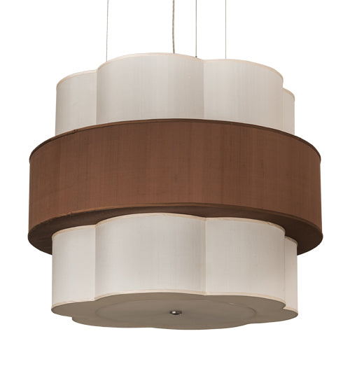 Meyda Lighting Cilindro 36" 9-Light Nickel Pendant Light With Cream & Brushed Gold Shade