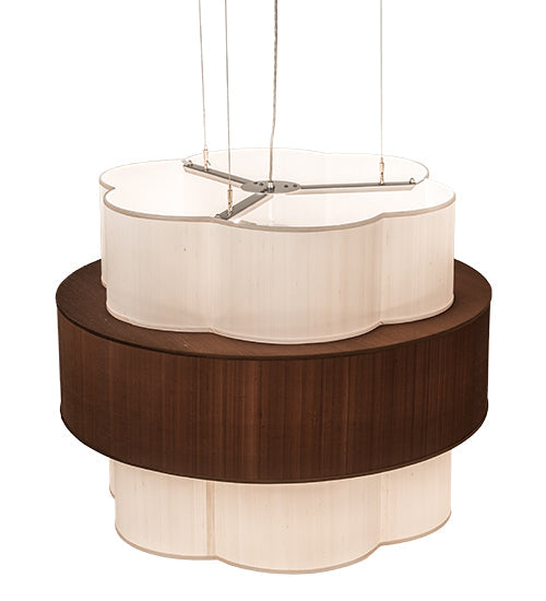Meyda Lighting Cilindro 36" 9-Light Nickel Pendant Light With Cream & Brushed Gold Shade