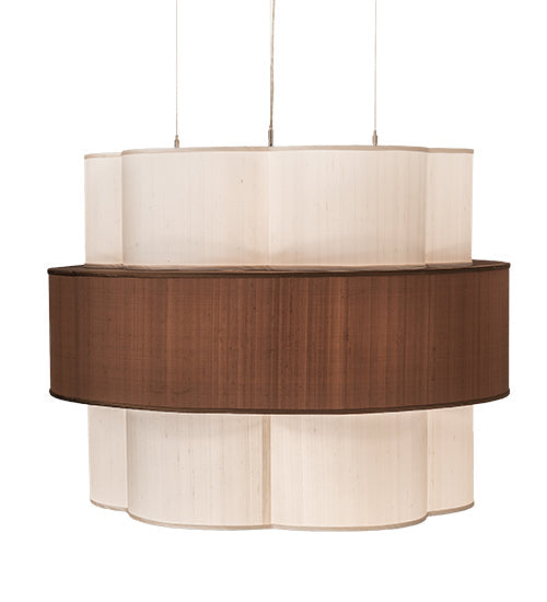 Meyda Lighting Cilindro 36" 9-Light Nickel Pendant Light With Cream & Brushed Gold Shade