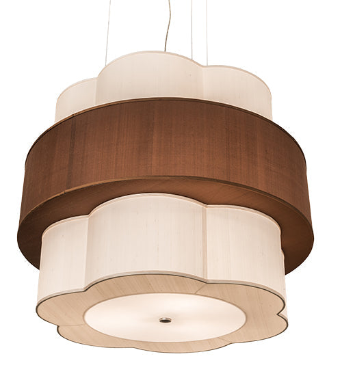 Meyda Lighting Cilindro 36" 9-Light Nickel Pendant Light With Cream & Brushed Gold Shade