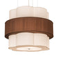 Meyda Lighting Cilindro 36" 9-Light Nickel Pendant Light With Cream & Brushed Gold Shade