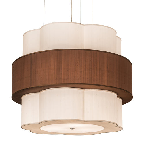 Meyda Lighting Cilindro 36" 9-Light Nickel Pendant Light With Cream & Brushed Gold Shade