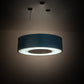 Meyda Lighting Cilindro 36" LED Nickel Hickory Pendant Light With Blue Stained Oak Veneer & White Shade