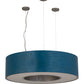 Meyda Lighting Cilindro 36" LED Nickel Hickory Pendant Light With Blue Stained Oak Veneer & White Shade