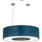 Meyda Lighting Cilindro 36" LED Nickel Hickory Pendant Light With Blue Stained Oak Veneer & White Shade
