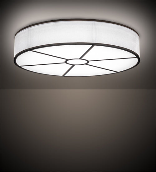 Meyda Lighting Cilindro 36" LED Oil Rubbed Bronze Flush Mount Light With White Statuario Idalight & White Textrene Shade