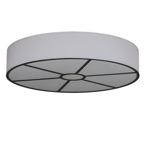 Meyda Lighting Cilindro 36" LED Oil Rubbed Bronze Flush Mount Light With White Statuario Idalight & White Textrene Shade