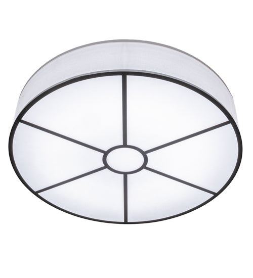 Meyda Lighting Cilindro 36" LED Oil Rubbed Bronze Flush Mount Light With White Statuario Idalight & White Textrene Shade