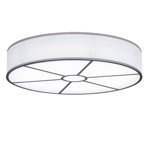 Meyda Lighting Cilindro 36" LED Oil Rubbed Bronze Flush Mount Light With White Statuario Idalight & White Textrene Shade