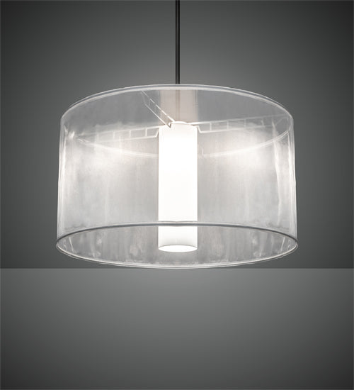 Meyda Lighting Cilindro 36" Nickel Sheer Pendant Light With Statuario Idalight & White Organza Shade