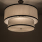 Meyda Lighting Cilindro 37" 3-Light 2-Tier Oil Rubbed Bronze Pendant Light With White Textrene & Statuario Idalight Shade Glass