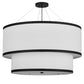 Meyda Lighting Cilindro 37" 3-Light 2-Tier Oil Rubbed Bronze Pendant Light With White Textrene & Statuario Idalight Shade Glass