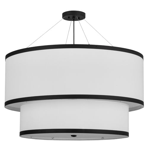 Meyda Lighting Cilindro 37" 3-Light 2-Tier Oil Rubbed Bronze Pendant Light With White Textrene & Statuario Idalight Shade Glass