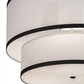 Meyda Lighting Cilindro 37" 3-Light 2-Tier Oil Rubbed Bronze Pendant Light With White Textrene & Statuario Idalight Shade Glass